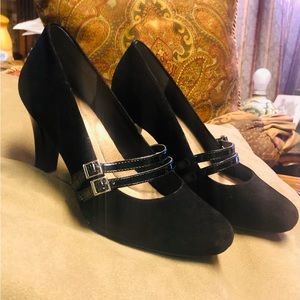 GIANI BERNINI-Black Suede ‘VALLAY’ Leather Heels size 8M